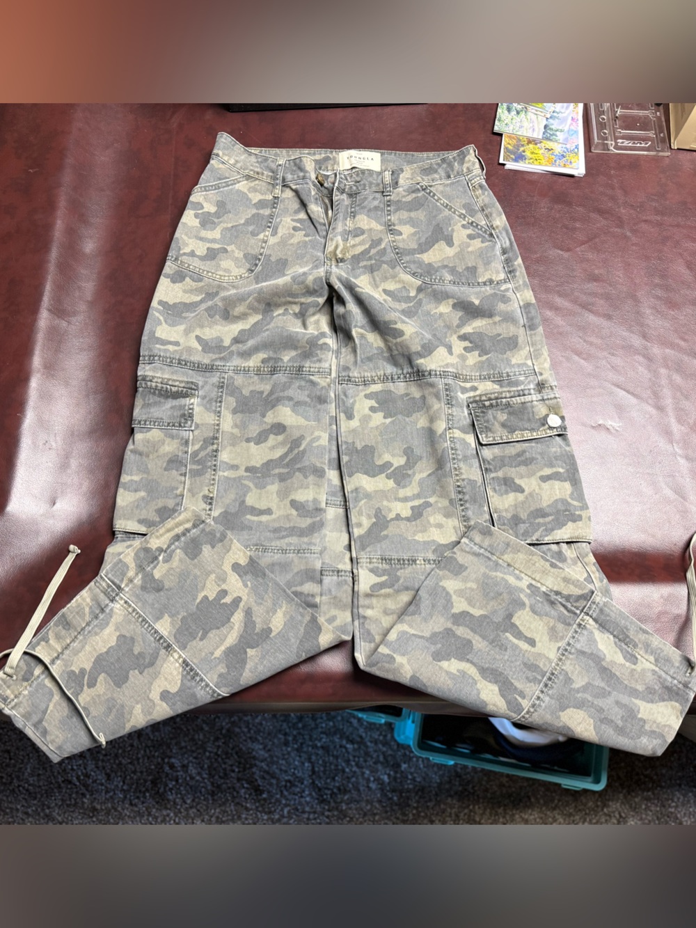 YoungLA Women’s Camo Cargo Pants in Gray-Green